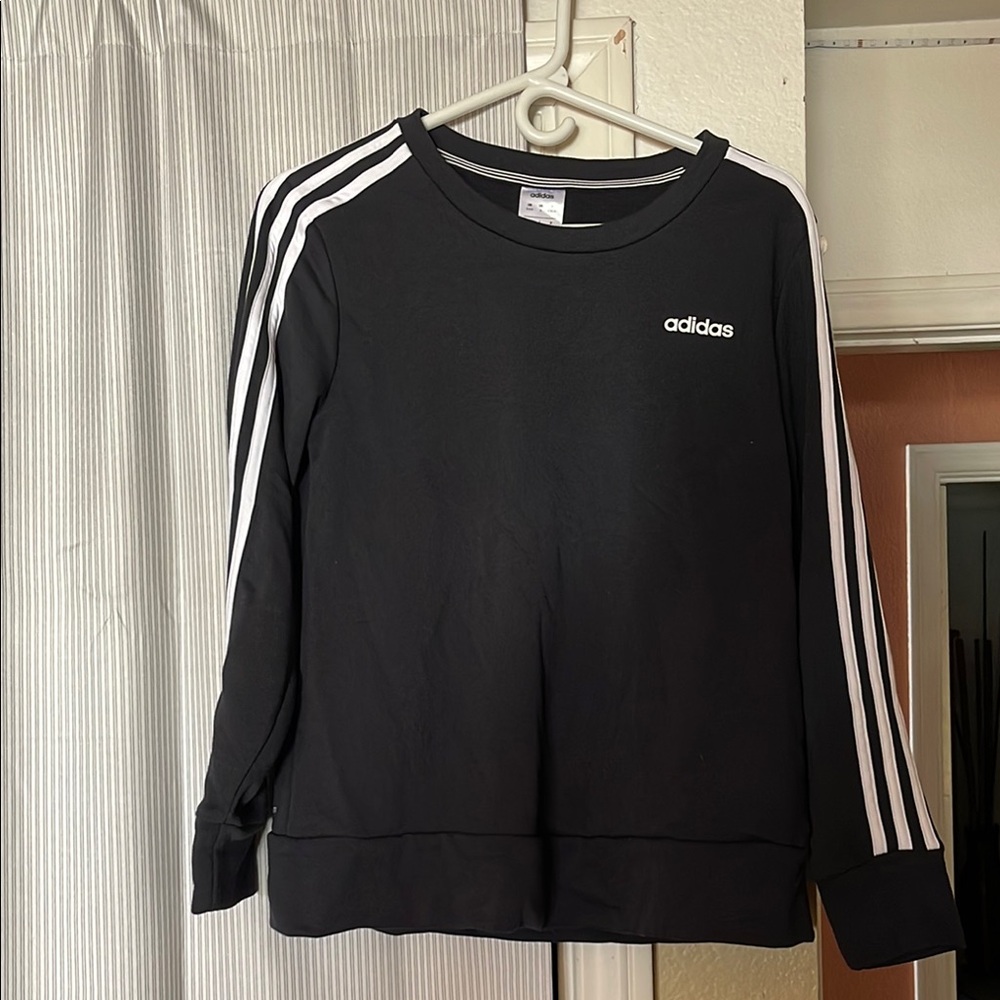 Adidas Black Sweatshirt with White Stripes